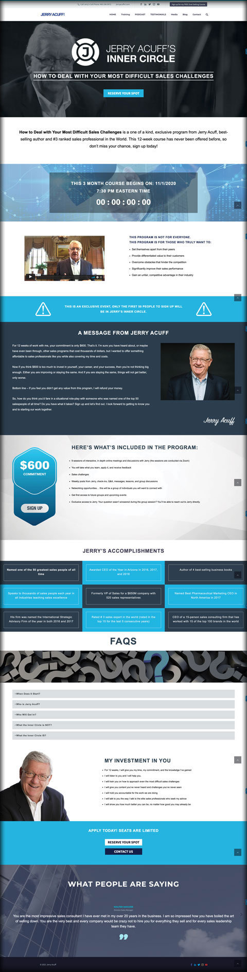 Landing Page Design, Landing Page Development, Product Page Design, Speaker Page, Subject Matter Expert, Inner Circle Page